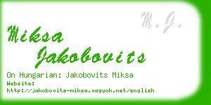 miksa jakobovits business card